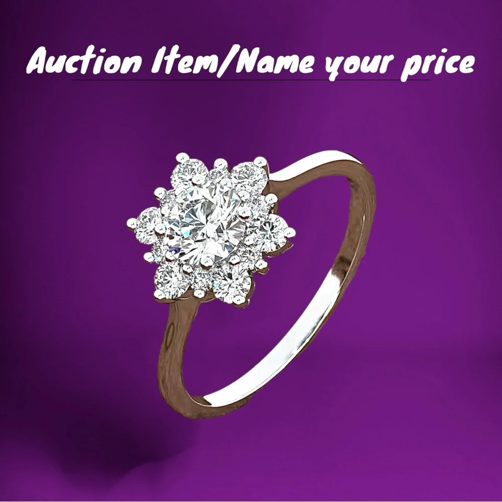 ⏳💝Auction: .925 Sterling Silver Snowflake Shaped Cubic Zirconia Ring